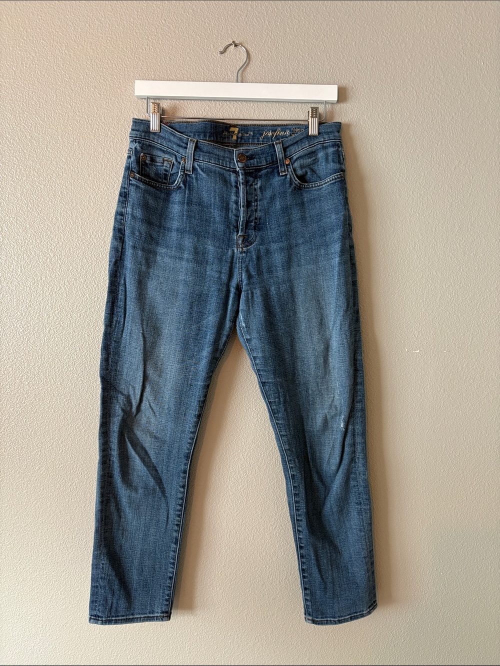 7 For All Mankind Blue Denim Jeans Josefina Skinny Boyfriend 29